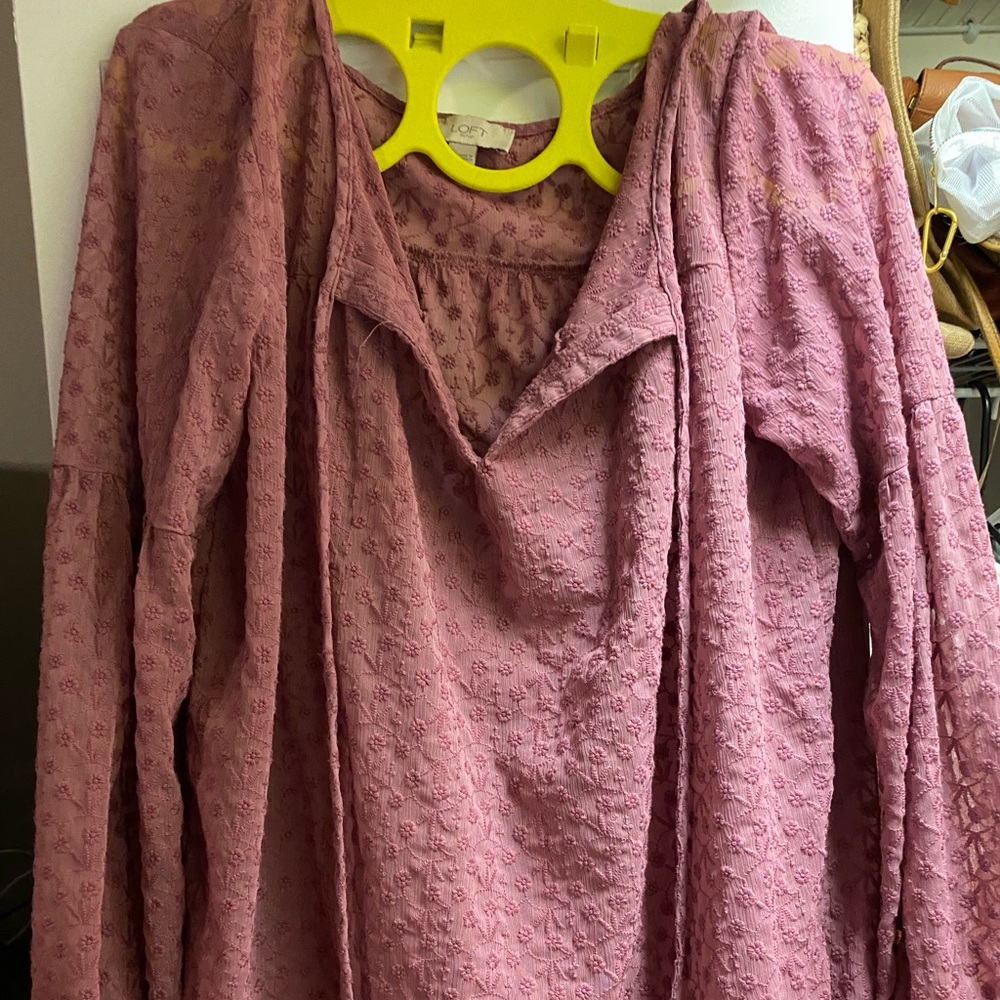 Loft Outlet Pink Floral Blouse